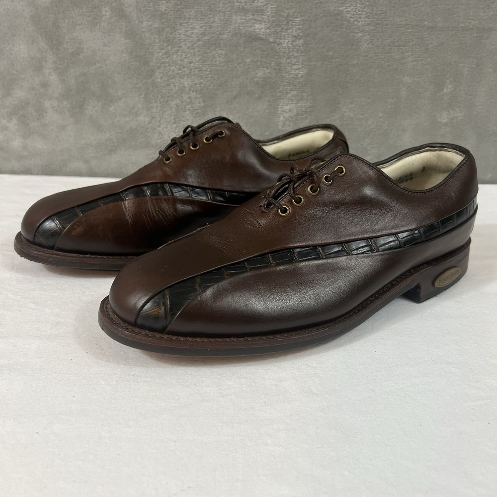 Footjoy FJ Premium Classic Dry Croc Golf Shoes Brown/Black 50764 Men's Size 8 D